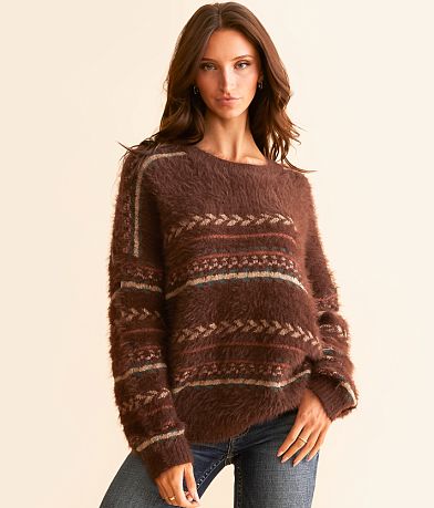BKE Aztec Eyelash Sweater front view