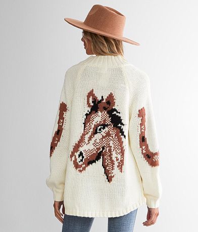Sterling &amp; Stitch Open Weave Cardigan Sweater back view