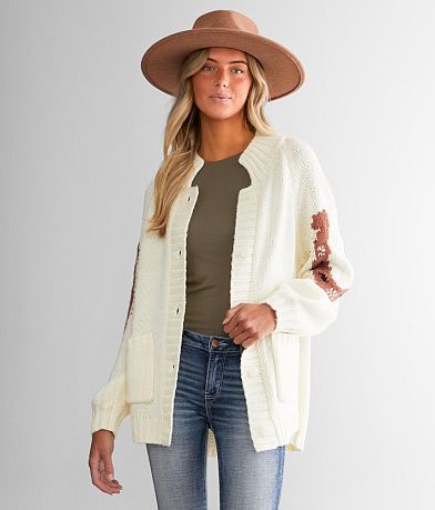 Sterling &amp; Stitch Open Weave Cardigan Sweater full right side view