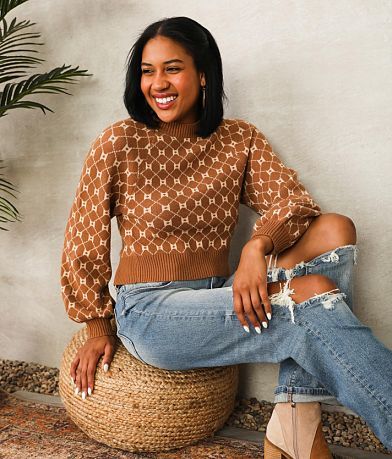 Willow & Root Open Back Tie Sweater front view
