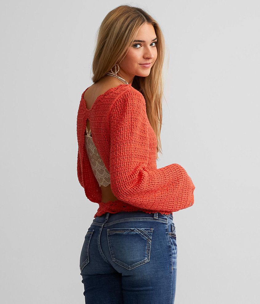 Willow &#38; Root Crochet Cropped Sweater front view