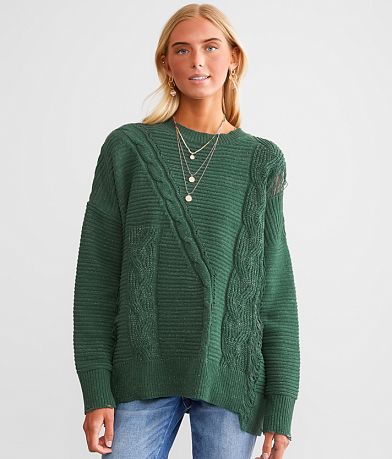 Daytrip Chenille Cable Knit Metallic Sweater front view