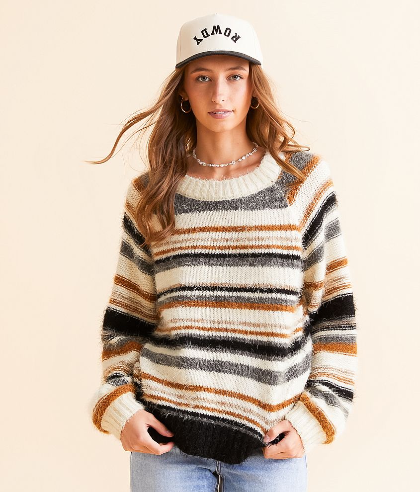 BKE Striped Eyelash Sweater front view