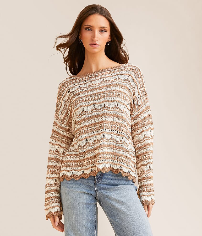 Scallop Striped Sweater