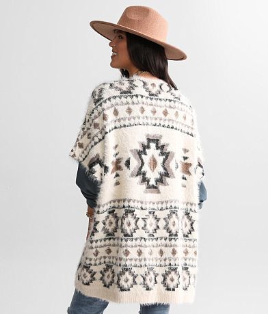 BKE Aztec Print Cardigan Sweater - One Size BACK