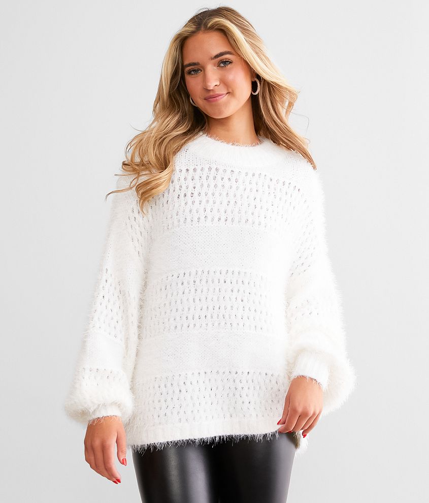 Daytrip Pointelle Eyelash Sweater - Women's Sweaters in White