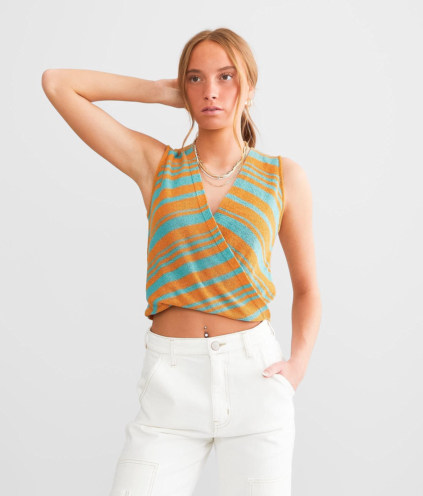 Fitz + Eddi Lace Trim Cropped Tank Top - Yellow XX-Small, Women's