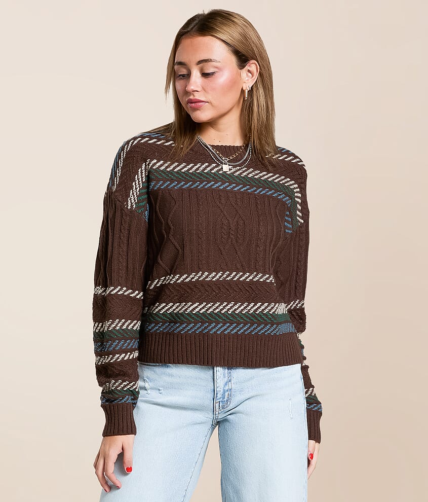 Striped Cable Knit Sweater