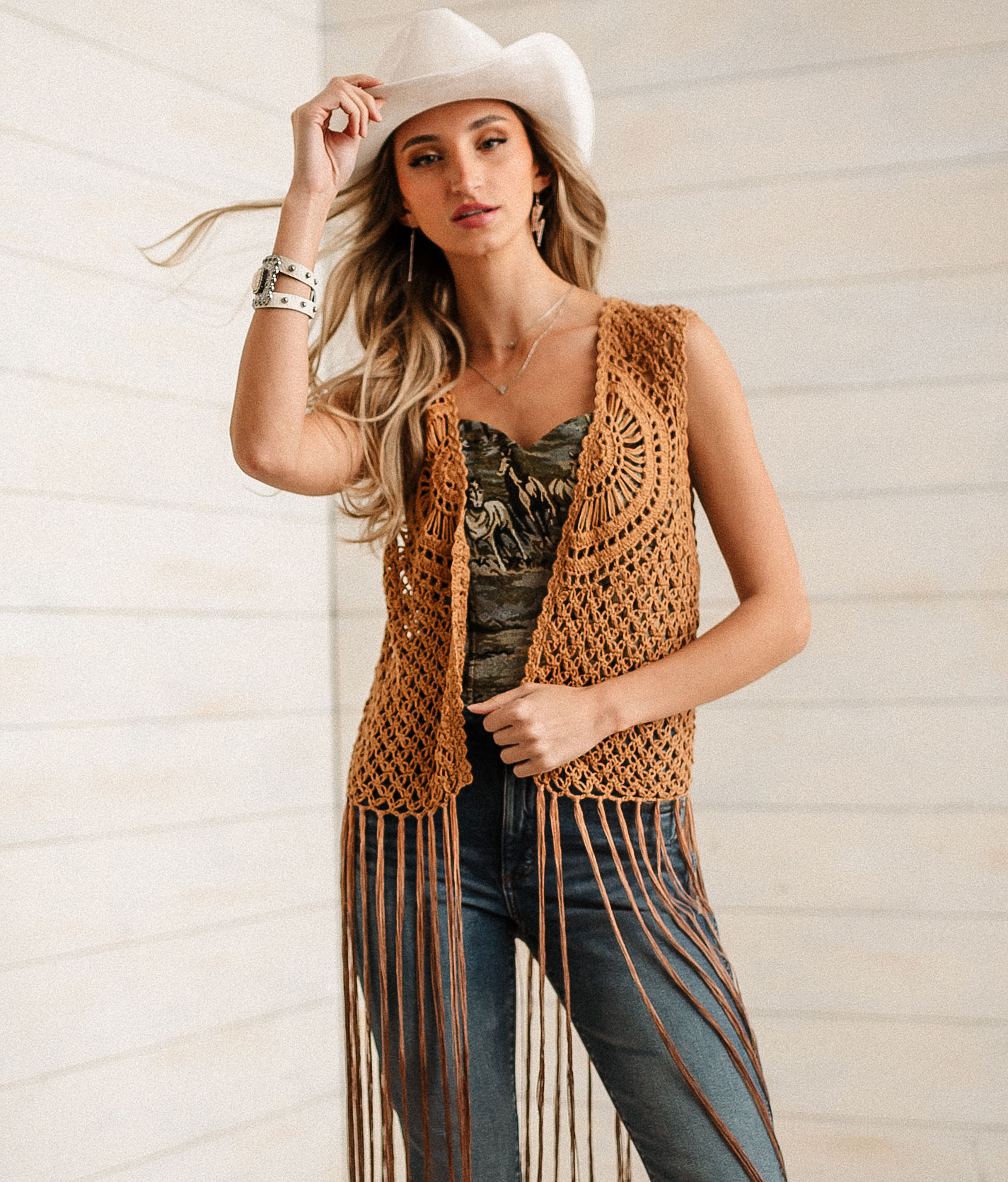 Sterling & Stitch Crochet Fringe Sweater Vest - Women's Sterling & Stitch Crochet Fringe Sweater Vest - Women's