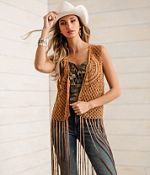 Sterling & Stitch Crochet Fringe Sweater Vest - Women's