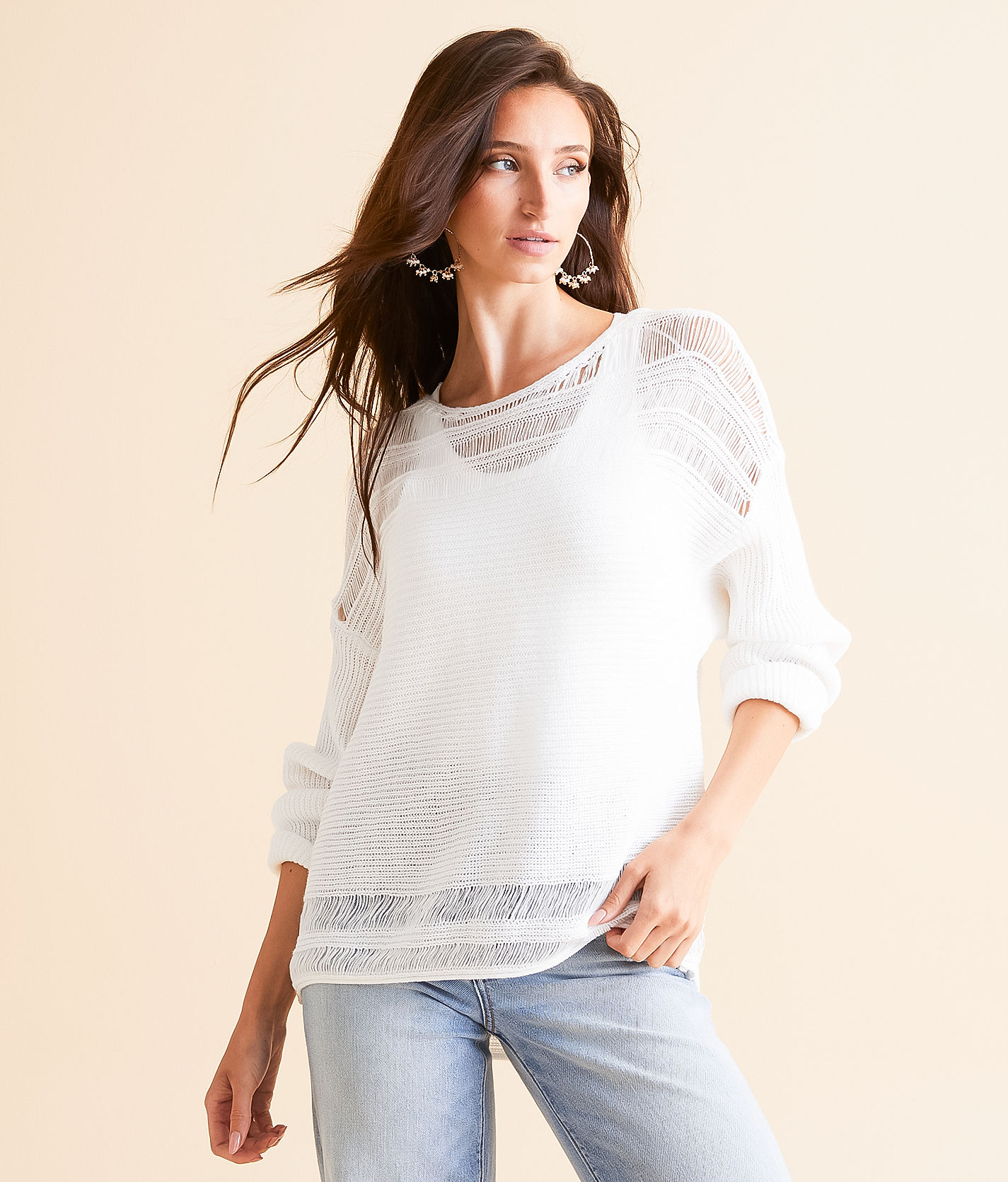 S layered dolman knit bk×wh Chunky Knit Dolman Pullover Sweater | White House Black Market