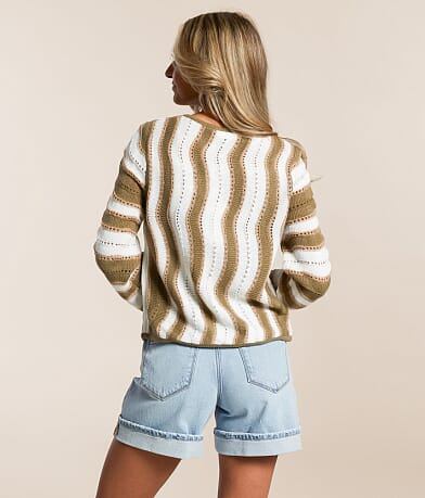 Willow &amp; Root Wave Pointelle Cardigan Sweater back view