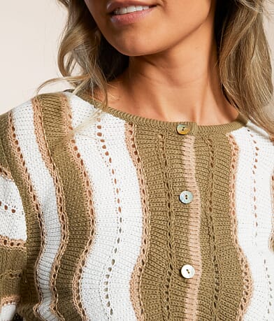 Willow &amp; Root Wave Pointelle Cardigan Sweater misc detail 2 view