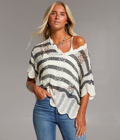 BKE Dolman Striped Sweater front view