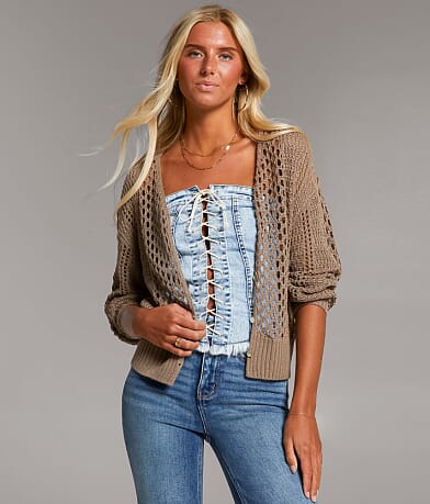 BKE Knit Cardigan Sweater front view