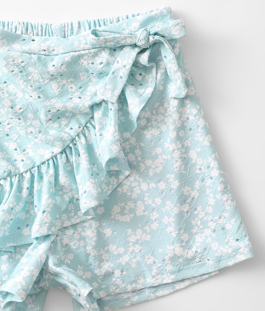 Girls - Floral Eyelet Wrap Skort