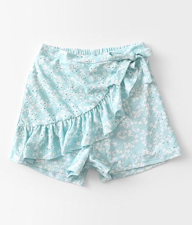 Willow & Root Girls - Floral Eyelet Wrap Skort front view
