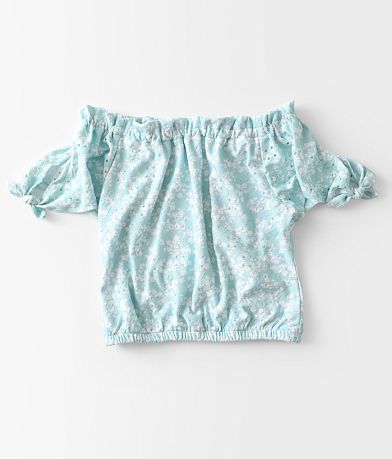 Willow & Root Girls - Floral Eyelet Top front view