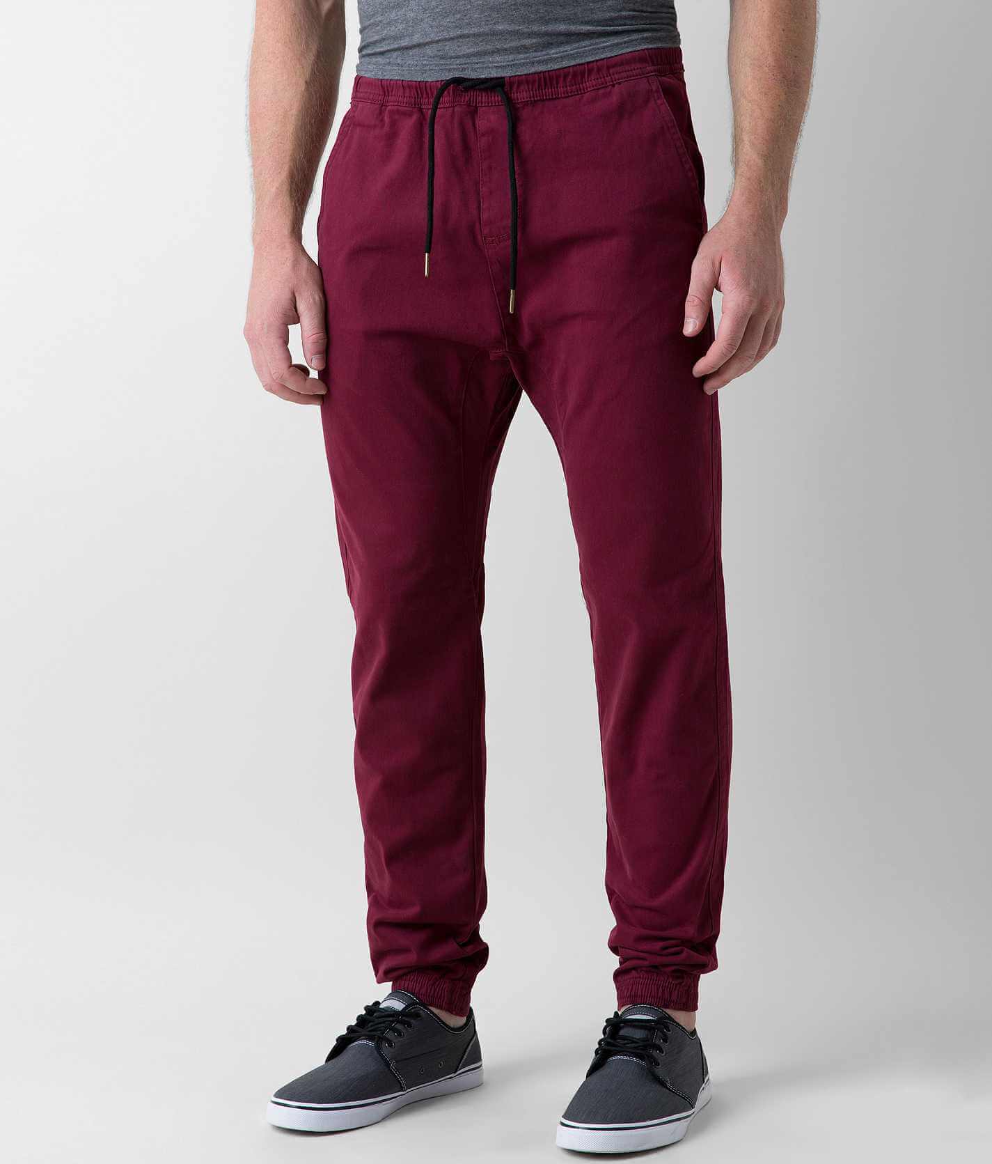 burgundy twill joggers