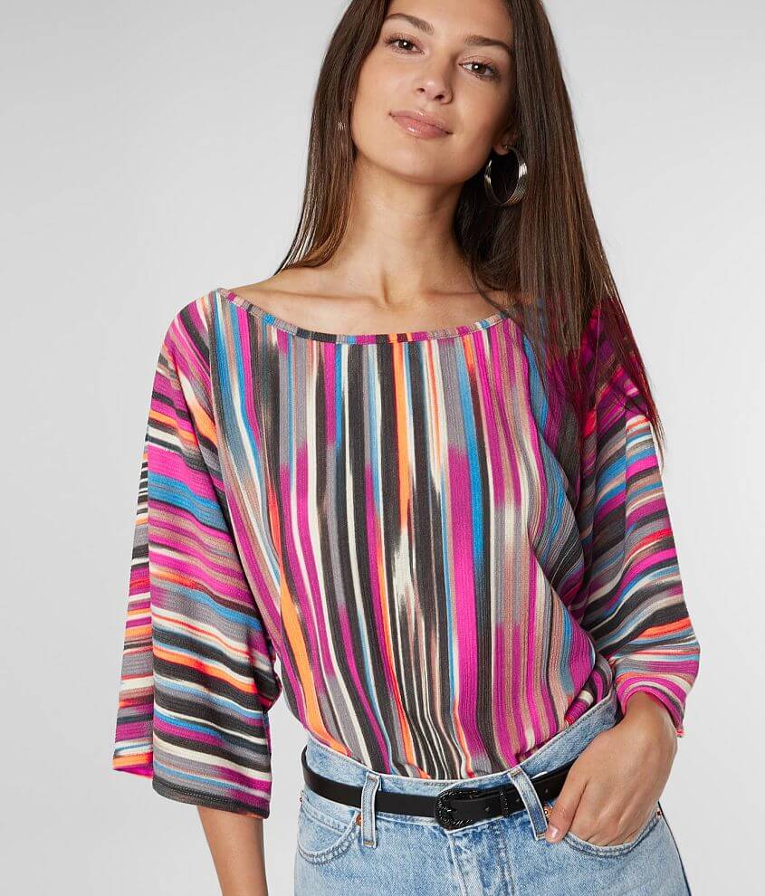 Willow &#38; Root Watercolor Stripe Dolman Top front view