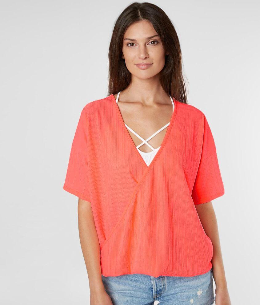Willow &#38; Root Neon Surplice Top front view