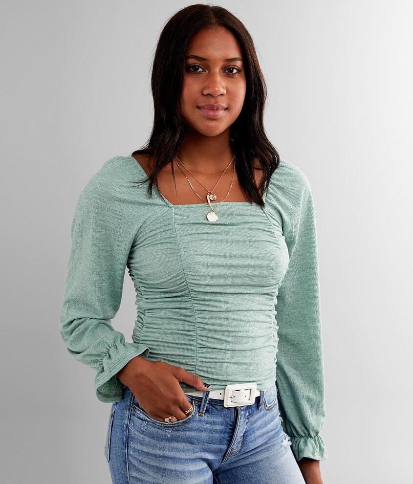 Poplin Sleeve Square Neck Top