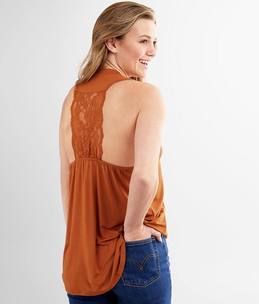 Daytrip Lace T-Back Tank Top front view