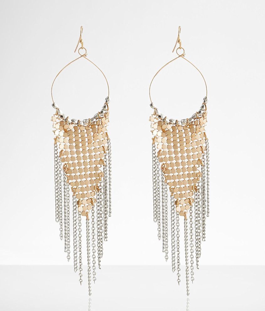 boutique by BKE Metal Mesh Fringe Earring front view