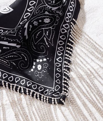 Sterling &amp; Stitch Rhinestone Fringe Bandana Scarf MISC_DETAIL_1
