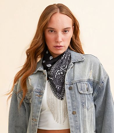 Sterling &amp; Stitch Rhinestone Fringe Bandana Scarf MISC_DETAIL_2