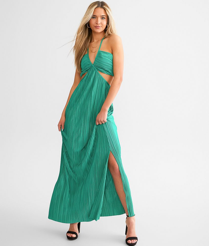 Willow & Root Pleated Cut-Out Maxi Dress - Women's Dresses in Emerald