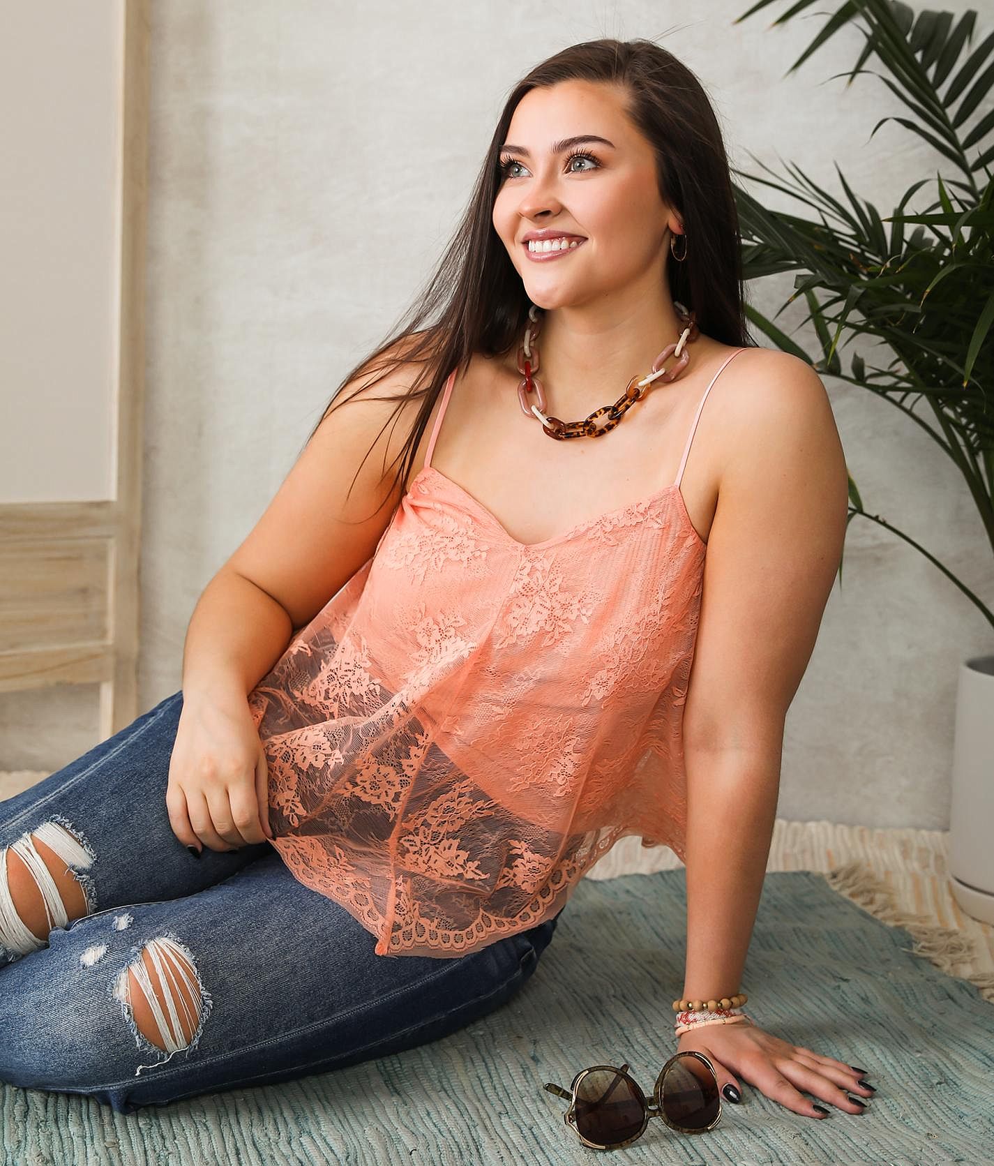 Willow & Root Lace Overlay Tank Top - Women's Tank Tops in Shrimp | Buckle