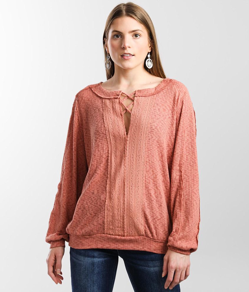 Daytrip Textured Rib Knit Top front view