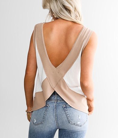 BKE Open Back Tank Top back view
