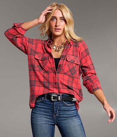 BKE Eased Plaid Shirt front view