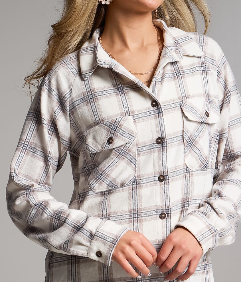 Brushed Plaid Knit Shirt