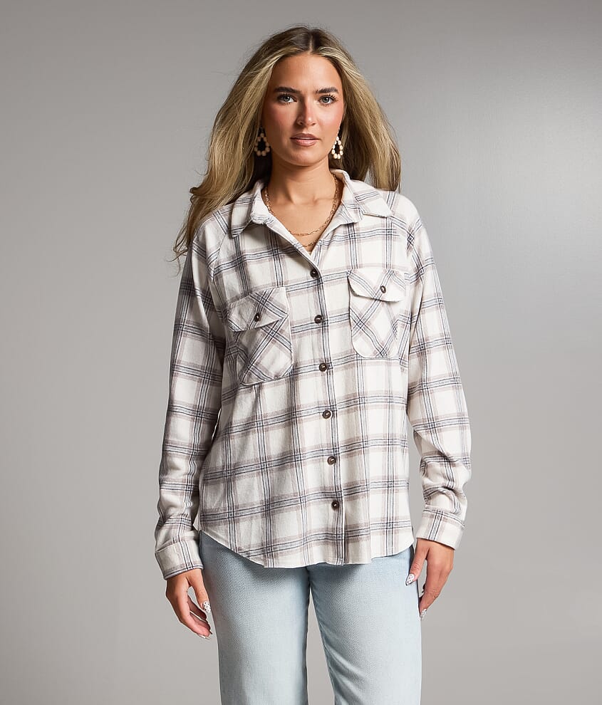 Brushed Plaid Knit Shirt