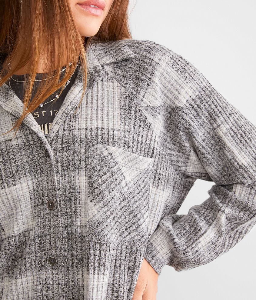 Brushed Plaid Knit Shirt