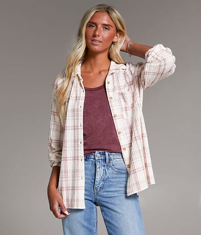 BKE Eased Plaid Shirt front view