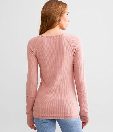 BKE Sweetheart Ribbed Henley BACK