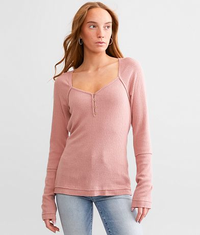BKE Sweetheart Ribbed Henley FULL_LEFT_SIDE