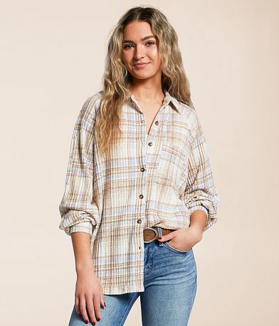 Modish Rebel Plaid Knit Shirt front view