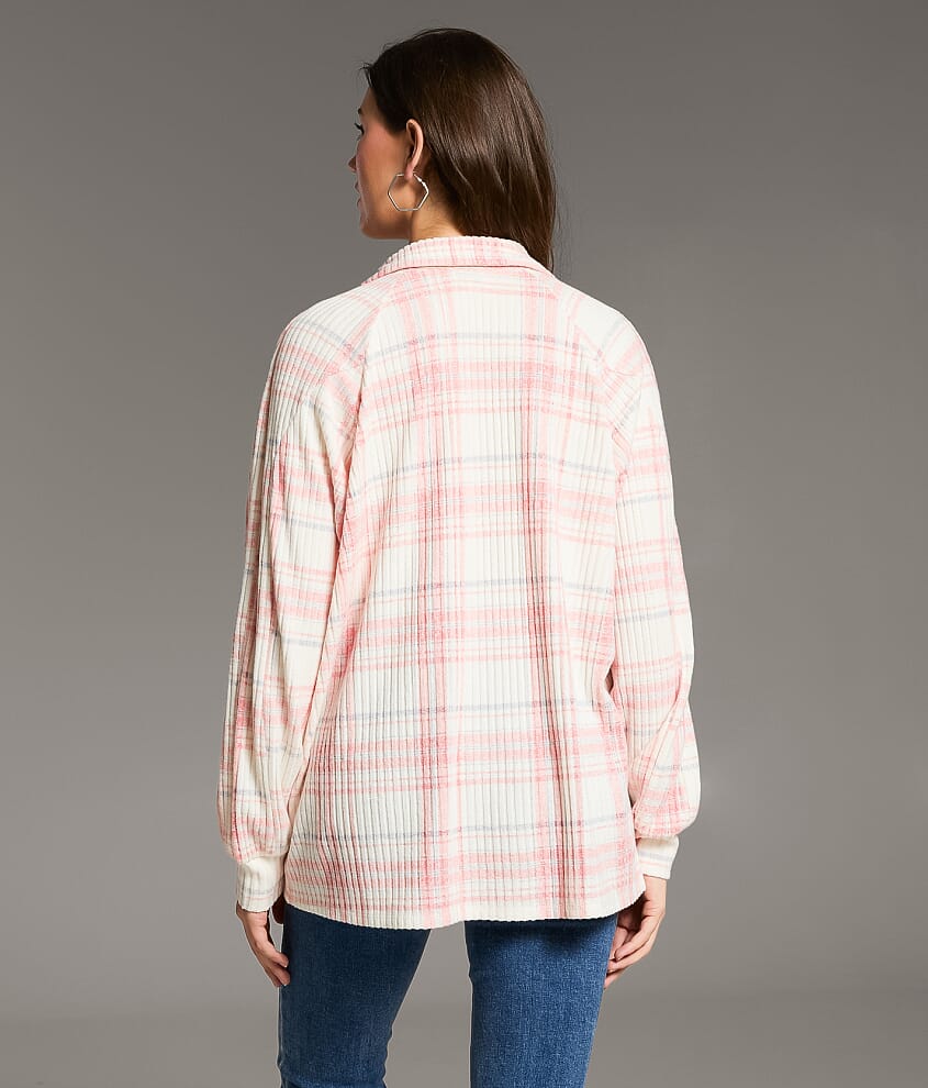 Brushed Plaid Knit Shirt - thumbnail 3