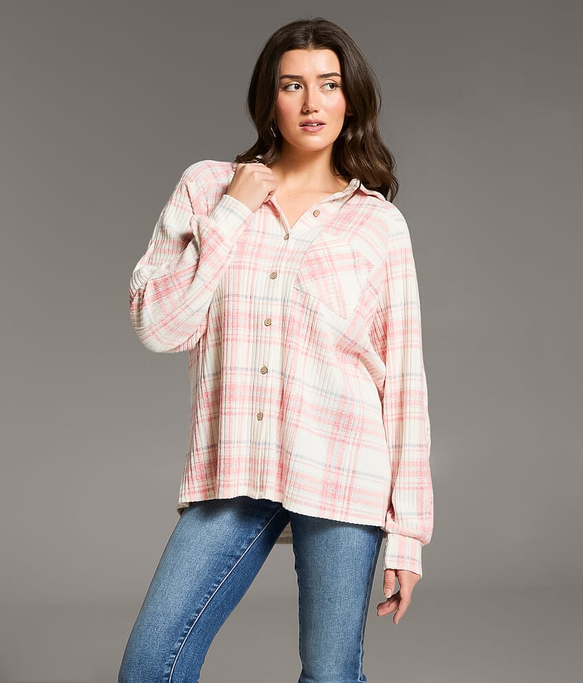 Brushed Plaid Knit Shirt - thumbnail 2