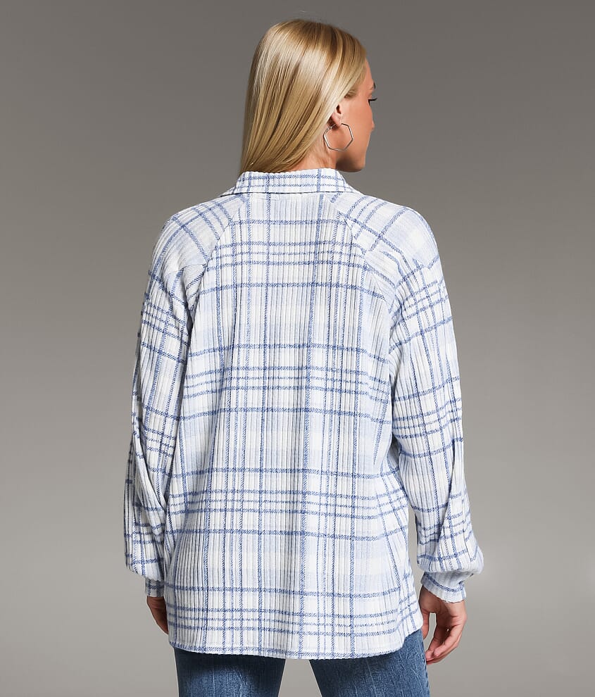 Brushed Plaid Knit Shirt