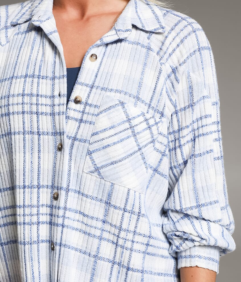 Brushed Plaid Knit Shirt