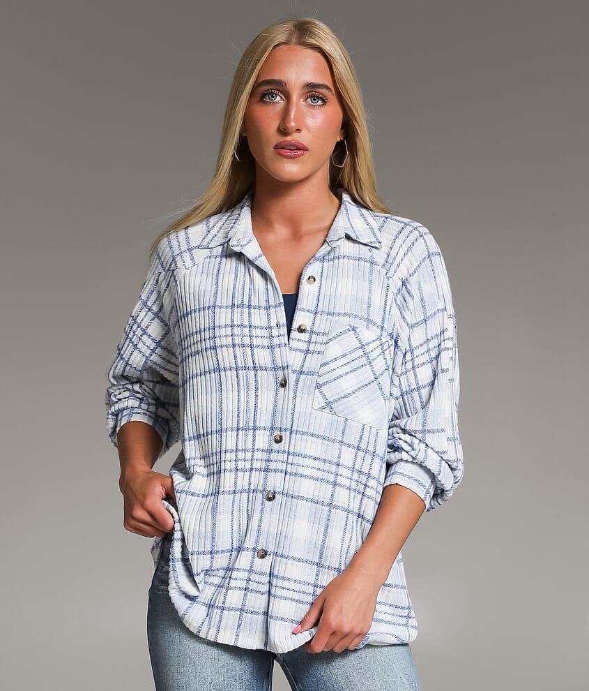 Brushed Plaid Knit Shirt