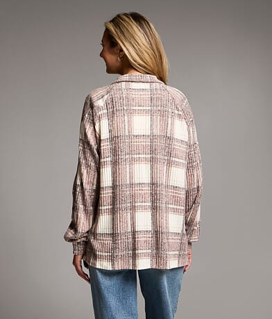 Brushed Plaid Eased Knit Shirt thumbnail 3