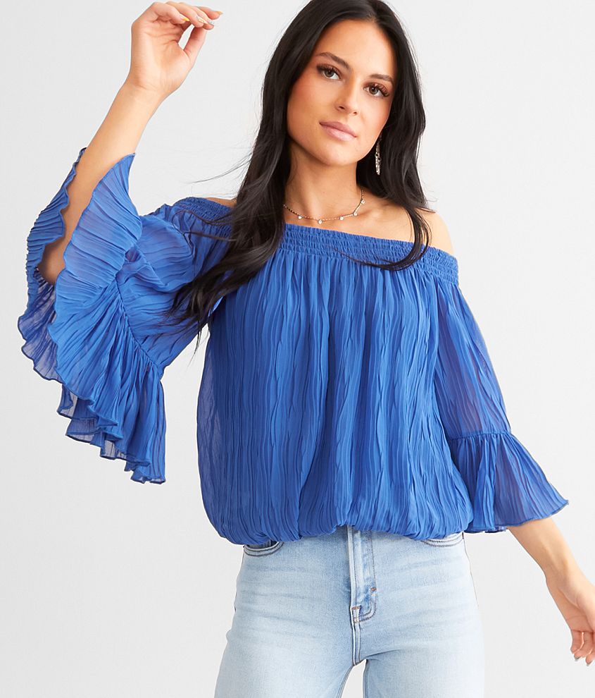 Willow & Root Crinkle Chiffon Top - Women's Shirts/Blouses in