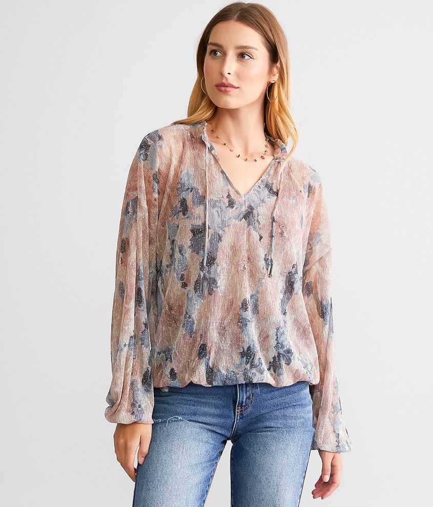 Daytrip Metallic Mesh Top - Women's Shirts/Blouses in Beige | Buckle